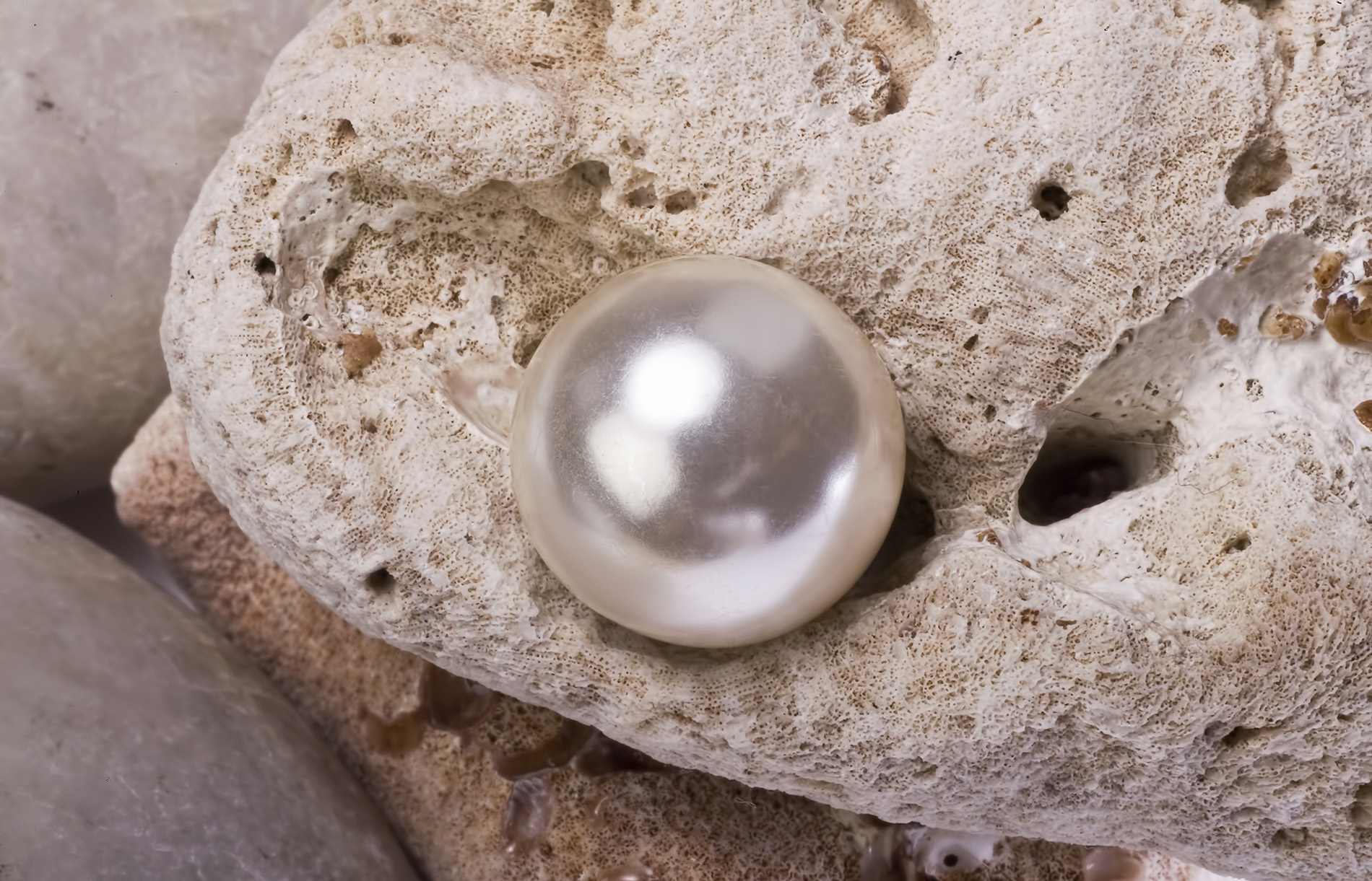 A lustrous pearl, representing uncompromising quality.