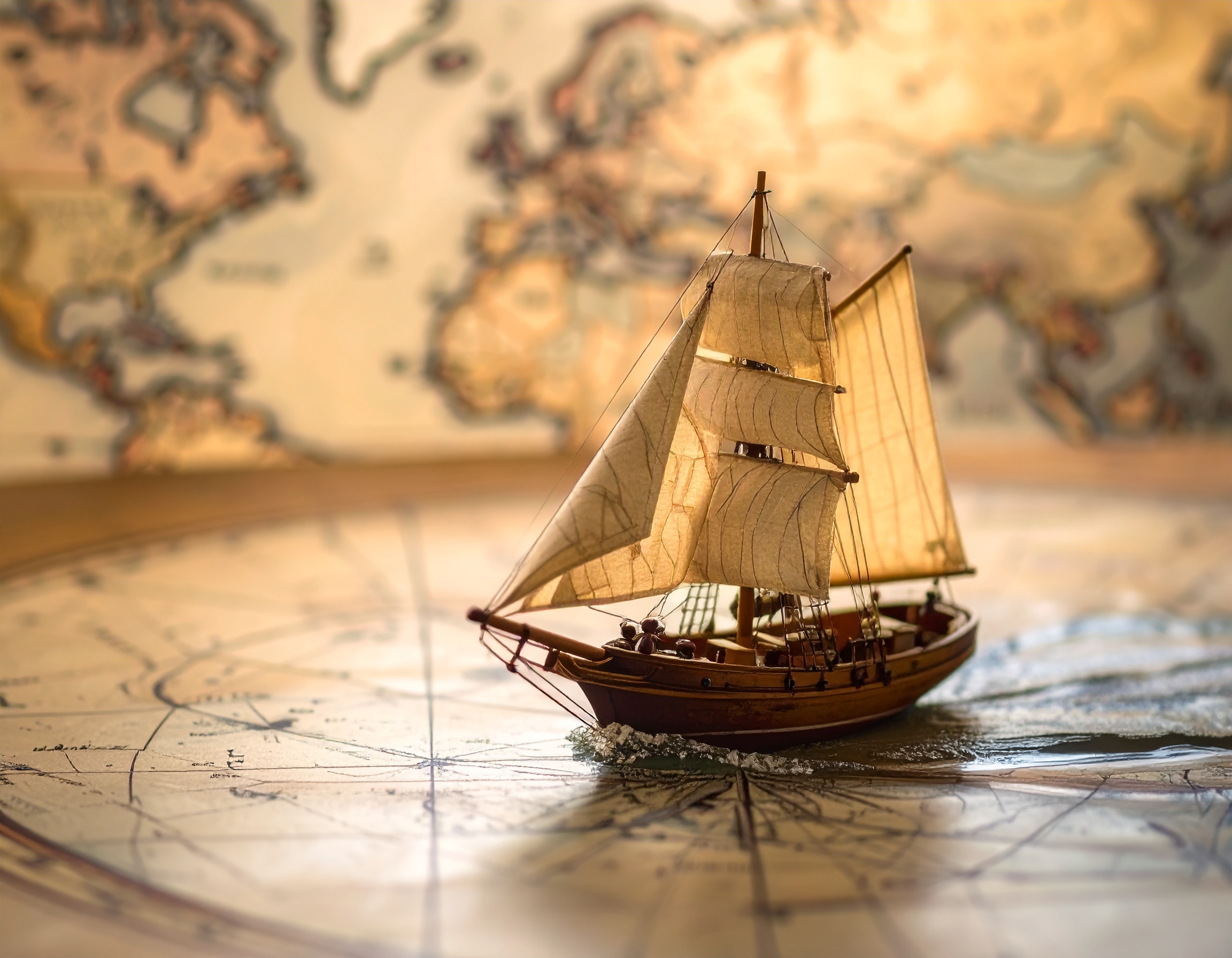 A ship on an old map.